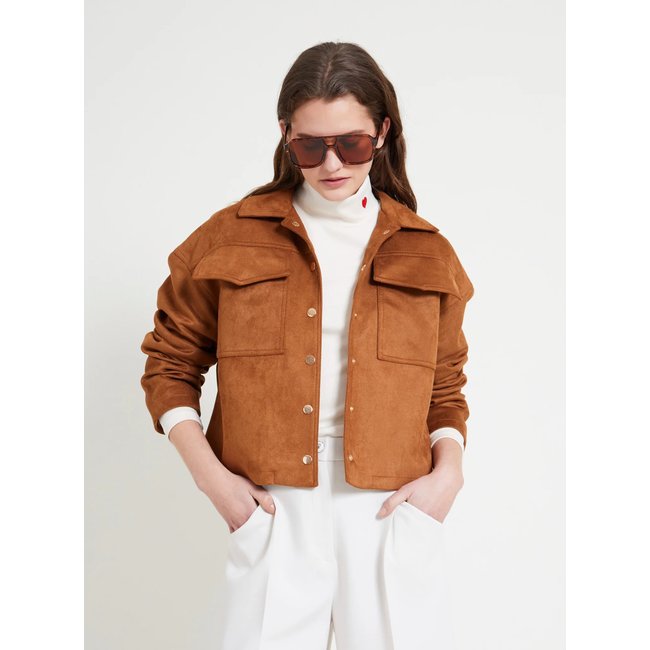 Veste courte en suédine IRIS camel <span itemprop=
