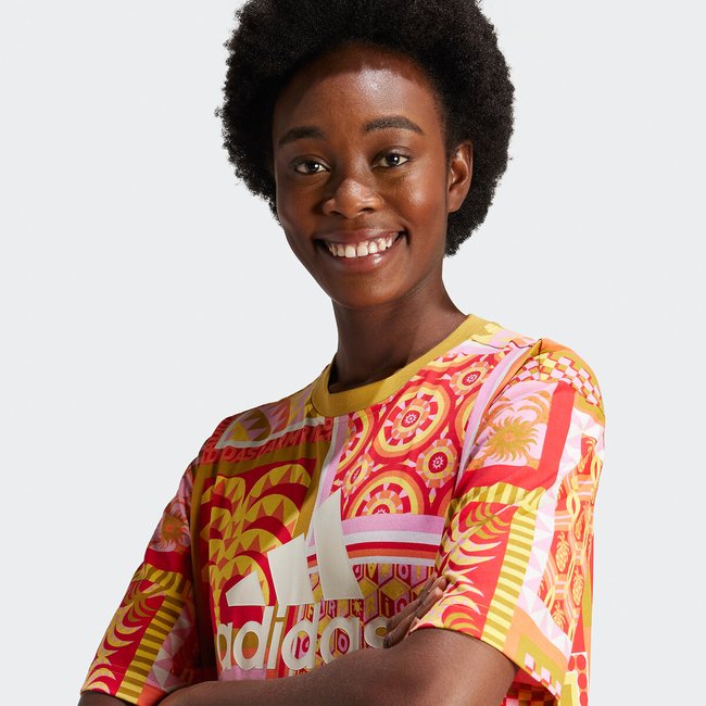 Farm rio print t shirt dress in cotton orange pink Adidas Sportswear La Redoute