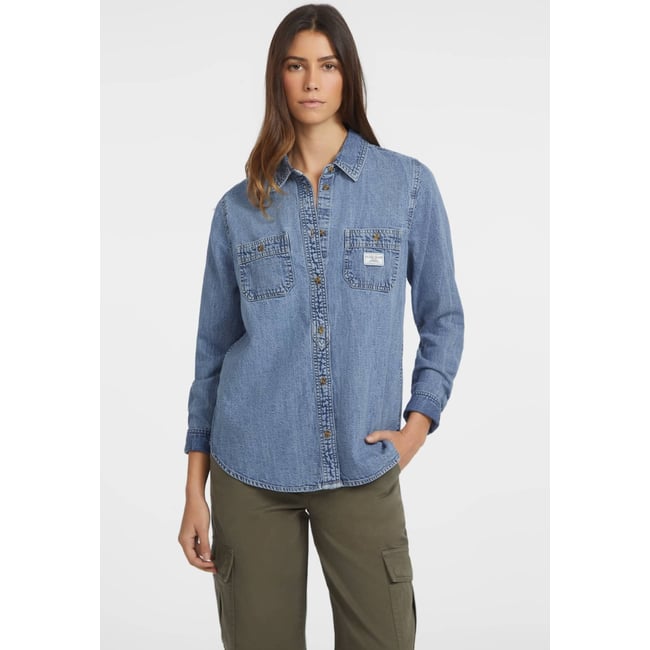 Chemise Classique En Jean À Manches Longues bleu <span itemprop=
