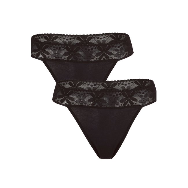 Strings en lot de 2, large base en dentelle - ULLA POPKEN