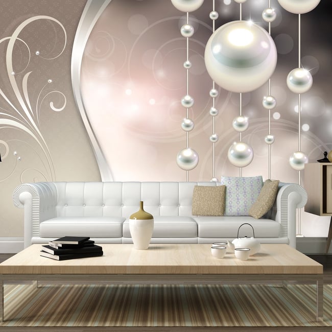 Papier peint intissé panoramique Abstractions Pearl dream Couleur beige <span itemprop=