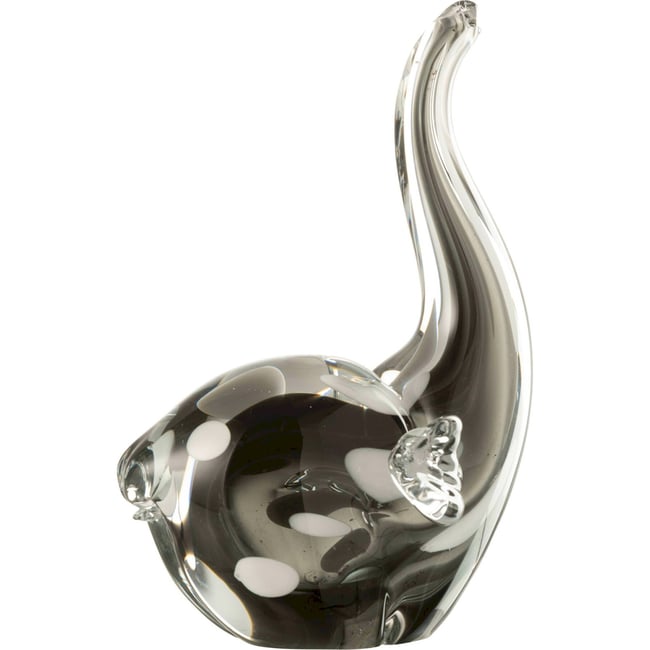 Éléphant décoratif en verre Couleur transparent et noir <span itemprop=