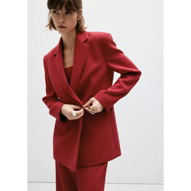 Blazer de costume croisé avec ceinture - MANGO