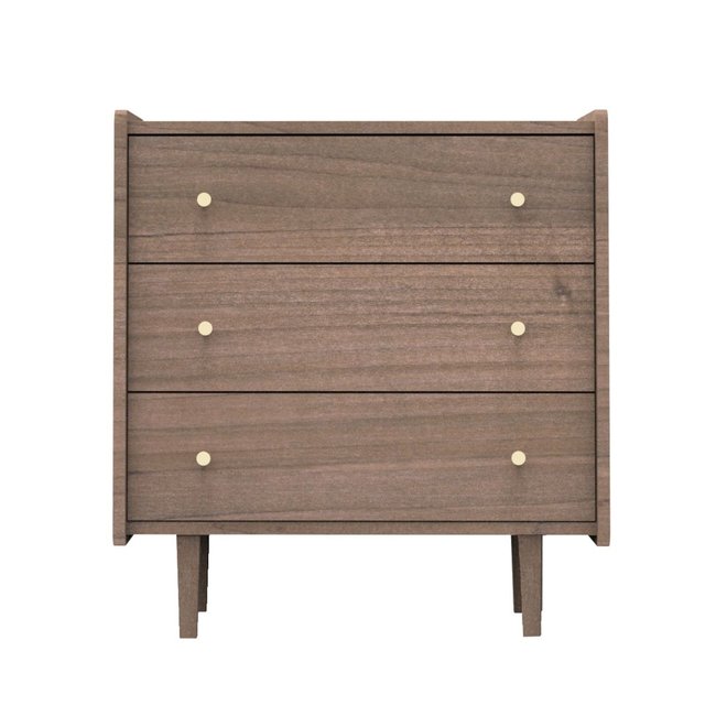 Commode 3 tiroirs bois et boutons métal marron <span itemprop=