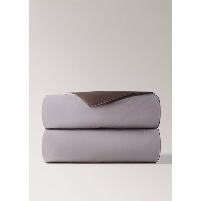 Housse de couette réversible lit 180/200 cm marron <span itemprop=
