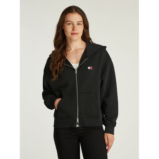 Sweat zippé à capuche noir <span itemprop=