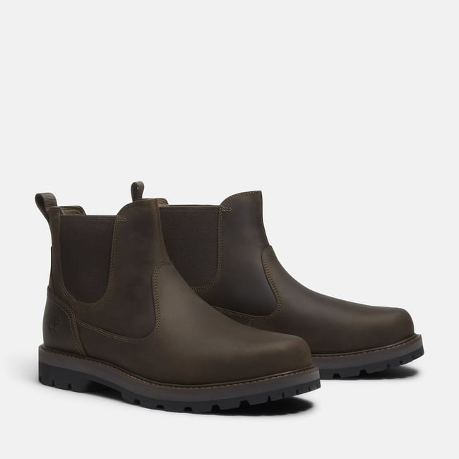 Stivaletti in pelle BRITTON ROAD MID CHELSEA kaki scuro TIMBERLAND