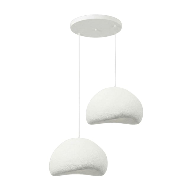 Suspension de table blanche design 2 abat-jour 94 cm NOXIS Couleur blanc <span itemprop=
