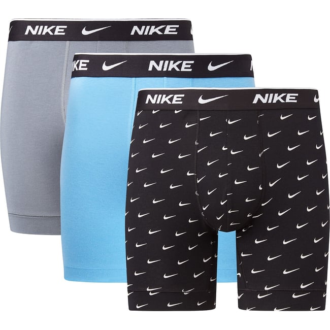 Lot de 3 boxers longs Everyday coton stretch  imprimé noir + gris + bleu <span itemprop=