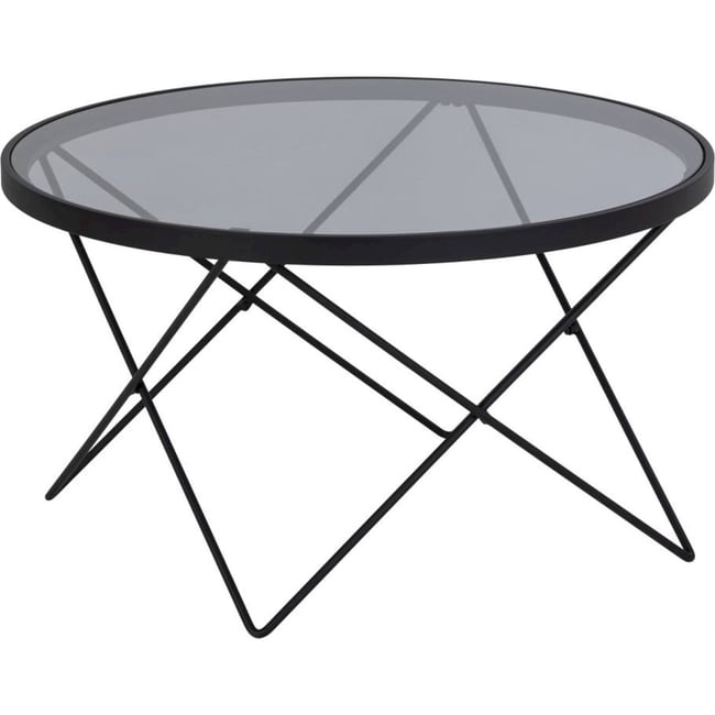 Table basse ronde READRA en verre fumé Couleur noir et verre fumé <span itemprop=