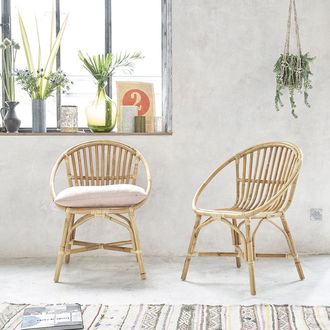 Lot de 2 fauteuils en rotin  PAOLA Couleur naturel <span itemprop=
