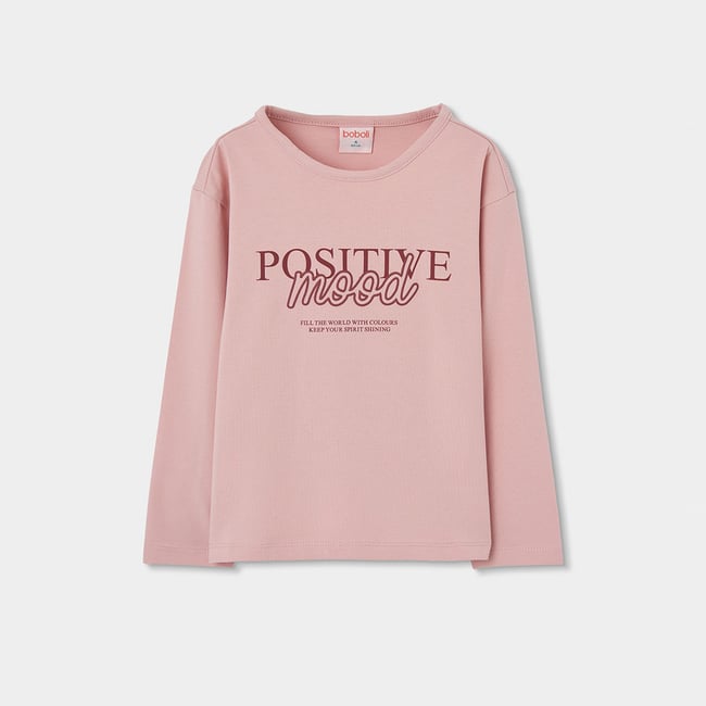 T-shirt fille imprimé Positive Mood rose <span itemprop=