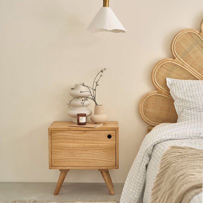 Table de chevet en mindi massif  SACHA Couleur naturel <span itemprop=