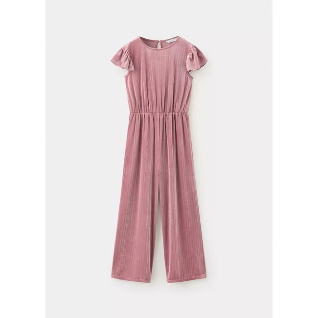 Combinaison velours texturé rose <span itemprop=