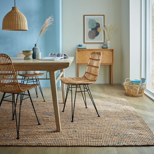 Tapis en jute coloré SARITA Couleur bleu <span itemprop=