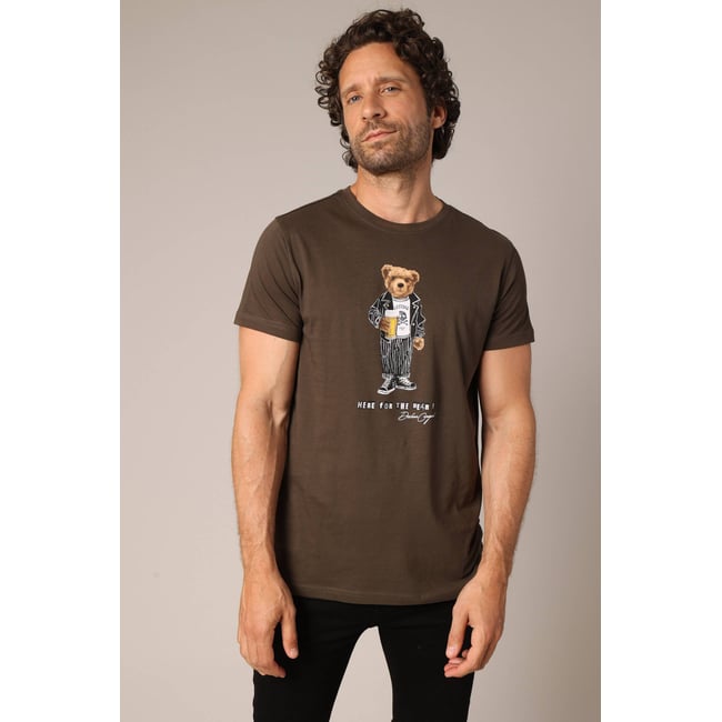 T-shirt 100 % coton avec imprimé ours original BEBEAR dark khaki <span itemprop=