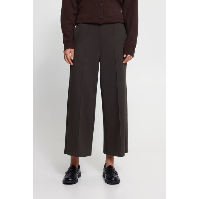 Pantalon cropped à jambes larges, taille haute - ICHI
