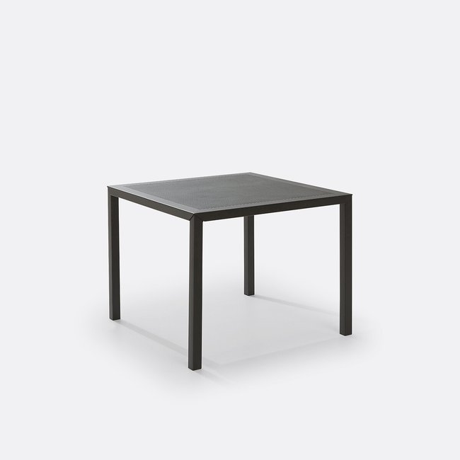 Mesa de jardín cuadrada, acero perforado, Choe negro <span itemprop=