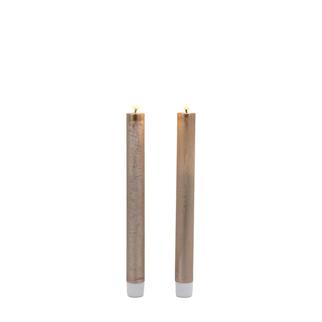 Set of 2 LED Dinner Candles, gold-coloured, SO'HOME