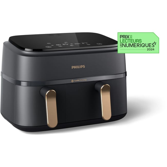 Airfryer NA352/00 Friteuse sans huile double panier Noir/Doré, Série 3000 9L (3+6L) - PHILIPS