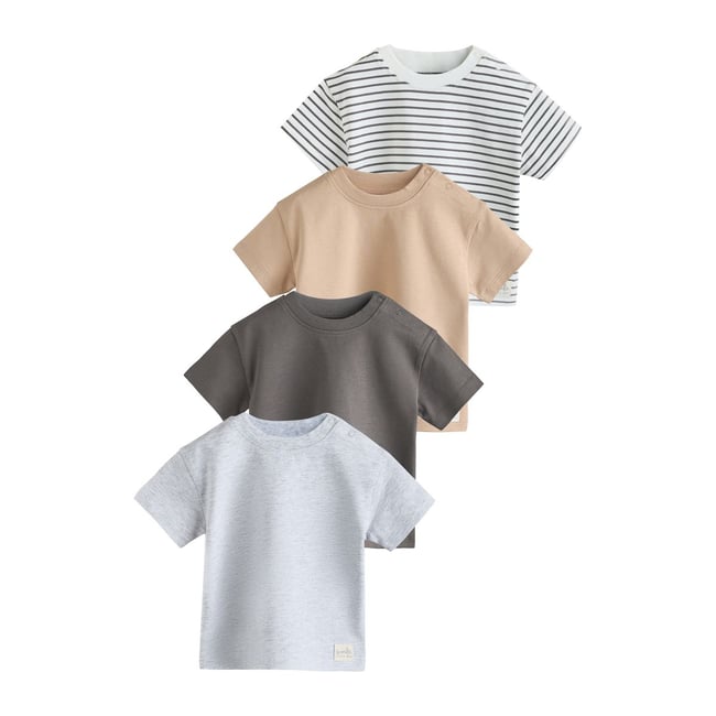 T-shirt bébé à manches courtes, lot de 4 mono/neutre <span itemprop=
