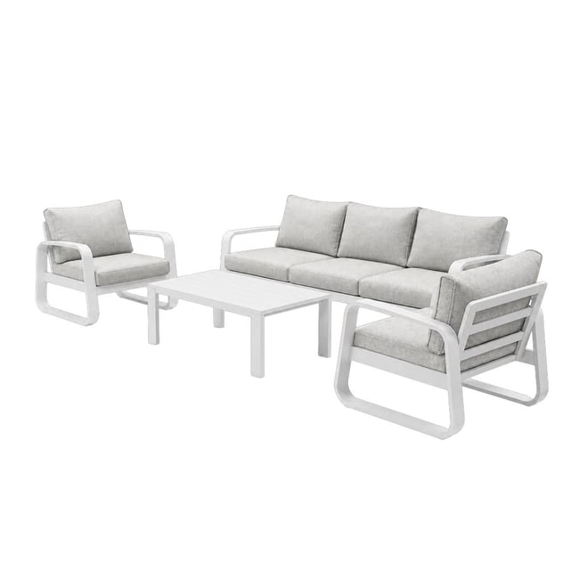 Salon de jardin 5 places taupe beige <span itemprop=
