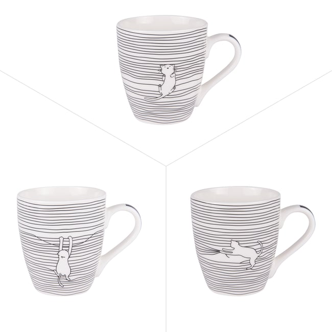 Tasse Filo cats 23 cl (lot de 3) - FILO CATS Couleur blanc <span itemprop=