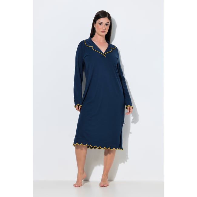 Chemise de nuit en modal mélangé bleu nuit <span itemprop=