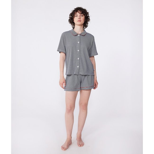 Pyjashort in katoen met knoopsluiting <span itemprop=