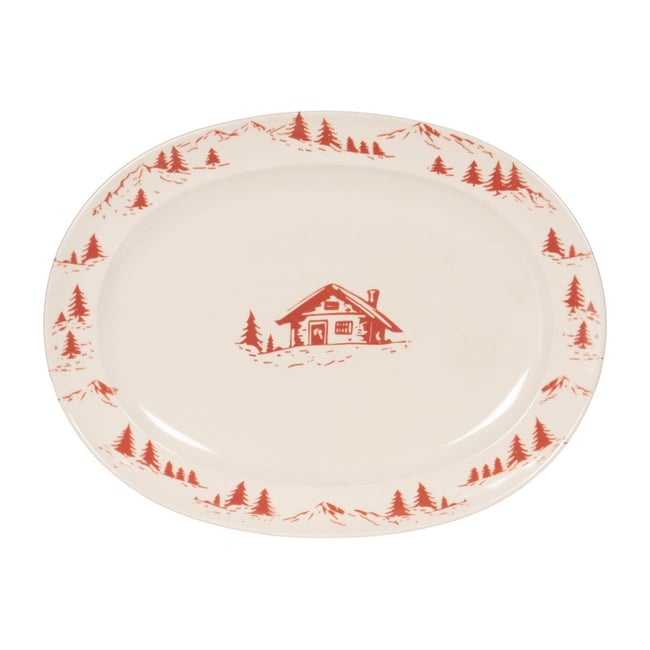 Plat ovale Alpages   42 cm x 30 cm Couleur rouge <span itemprop=