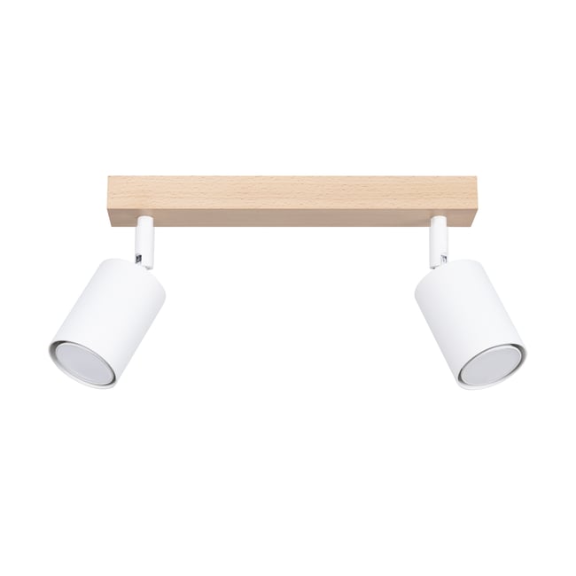 Plafonnier Acier Bois/Blanc GU10 2 Verdo Couleur marron <span itemprop=