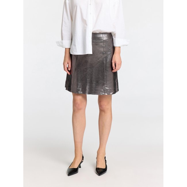 Mini-jupe en cuir SELECTED FEMME gris - silver 1 <span itemprop=