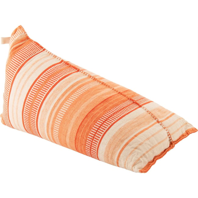 Pouf poire ligné en coton Couleur écru et orange foncé <span itemprop=