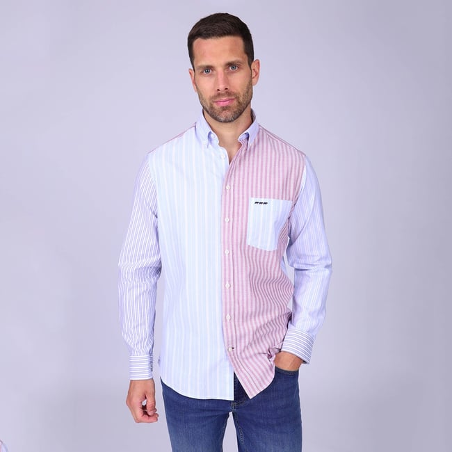Chemise Oxford patch Humber rouge <span itemprop=