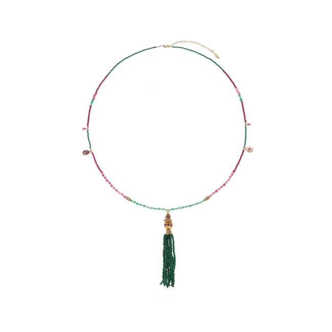 Collier de perles avec pendentif cascade de perles MIRAJ rose <span itemprop=
