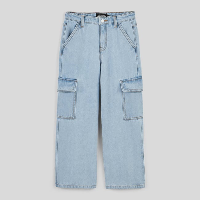 Pantalon cargo en jean - MONOPRIX