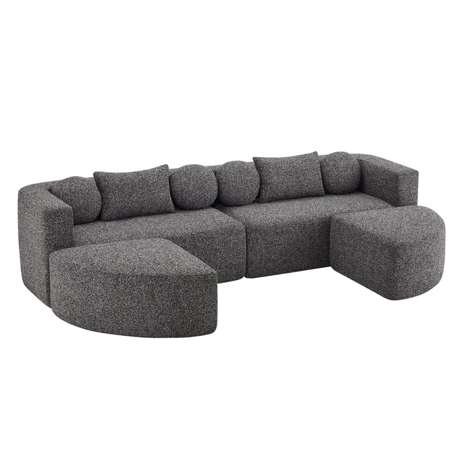 Canapé d'angle modulable convertible en chenille, MODEL1 Couleur gris foncé <span itemprop=