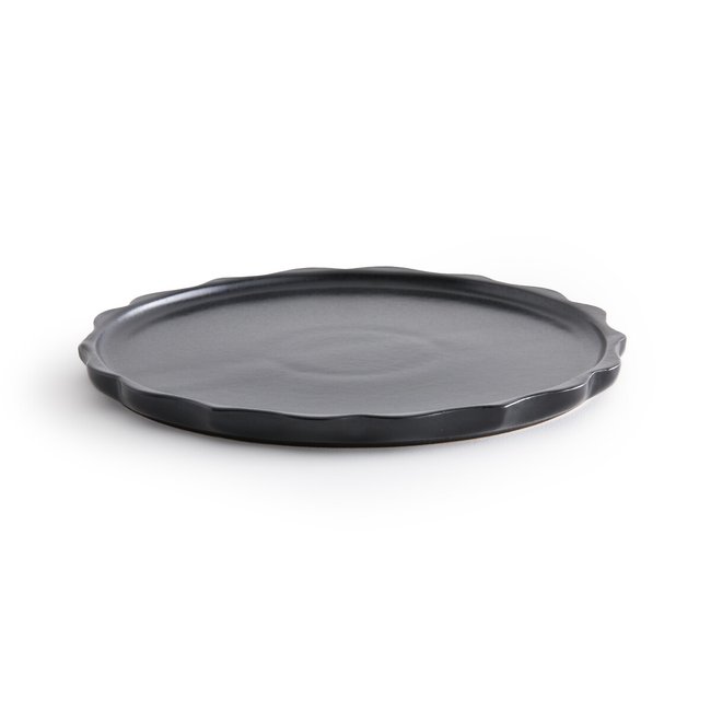 Lot de 4 assiettes plates en grès émaillé, Arigato Couleur noir <span itemprop=