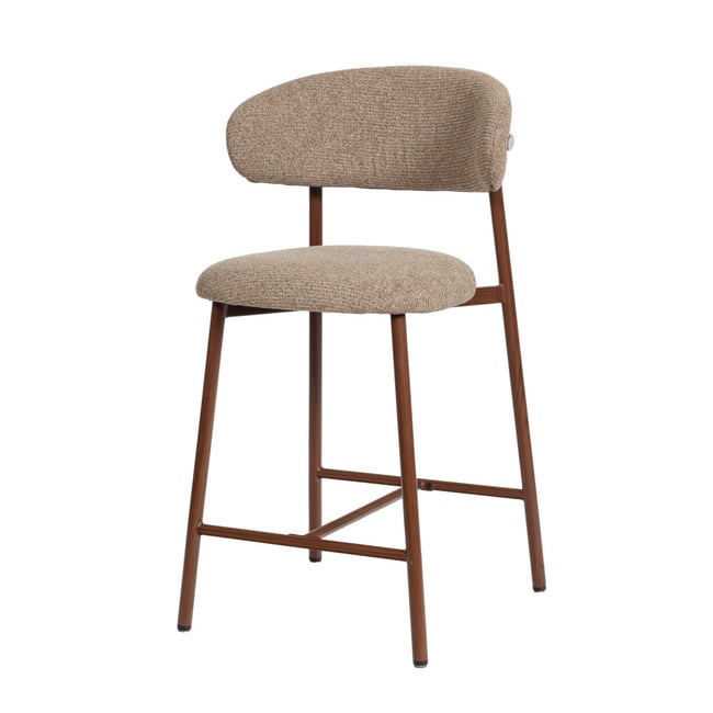 Tabouret de bar en tissu marron assise 65 cm Curve (lot de 2) Couleur crème / ivoire <span itemprop=