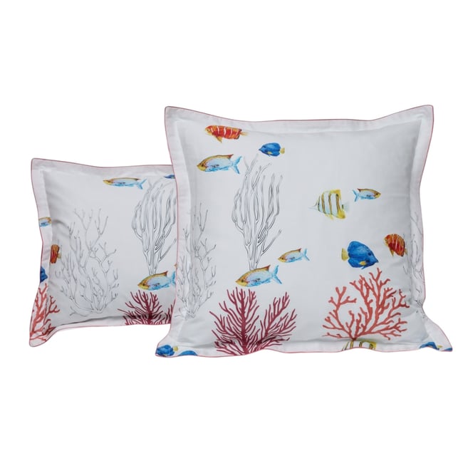 Taie D'oreiller   Percale De Coton - CORAIL motifs <span itemprop=