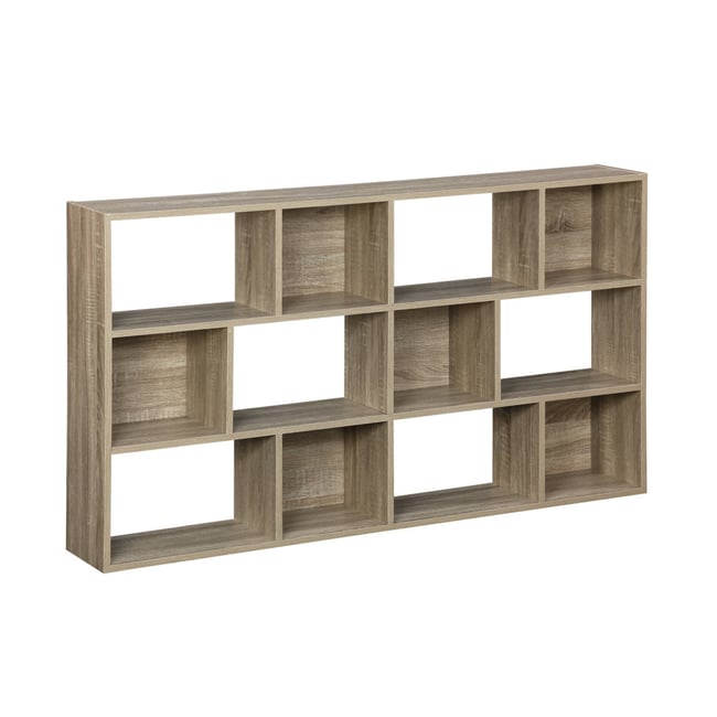 Etagère bibliothèque décor bois 3 étagères 12 compartiments PIETER - SWEEEK