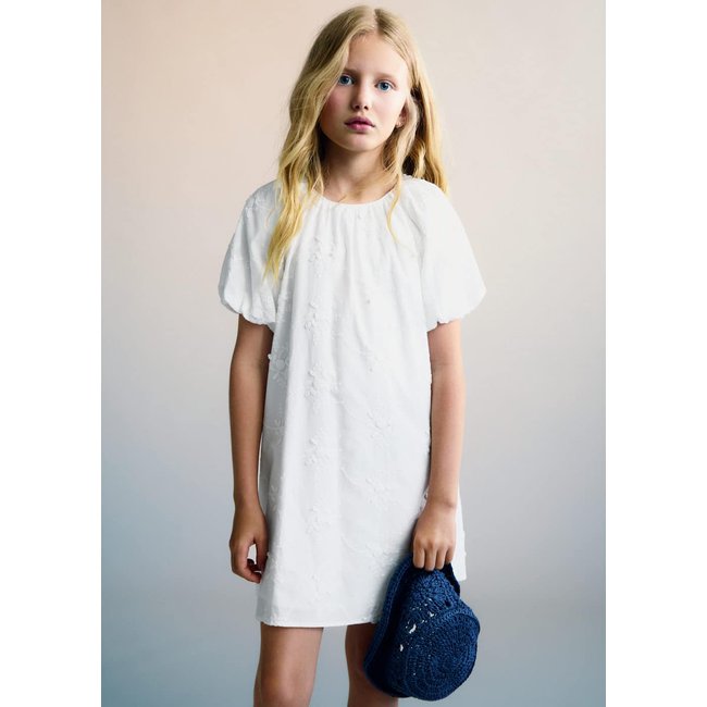 Robe détails brodés blanc <span itemprop=