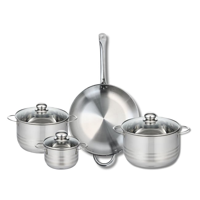Batterie 1 poêle 32cm + 3 faitouts 14/20/24cm PROFI BRILLANT gris <span itemprop=