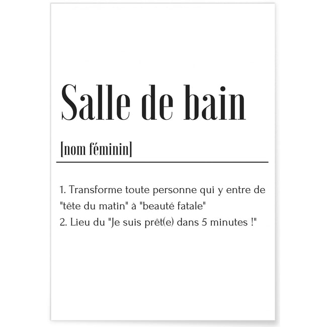 Affiche Définition Salle de bain Couleur blanc <span itemprop=
