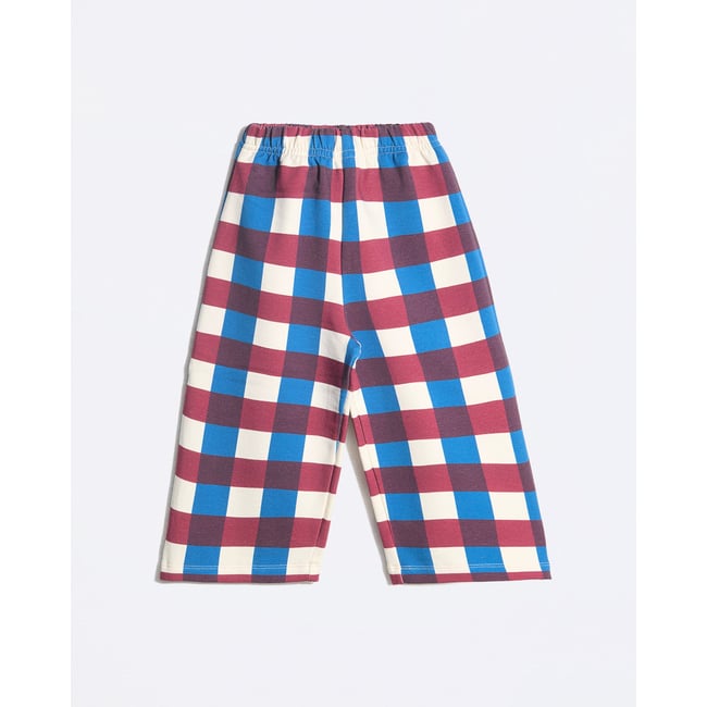 Pantalon en coton bio imprimé vichy multicolore garden vichy <span itemprop=