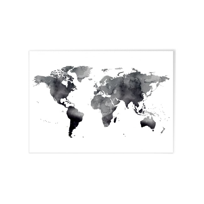 Poster Carte du monde noire Couleur blanc <span itemprop=