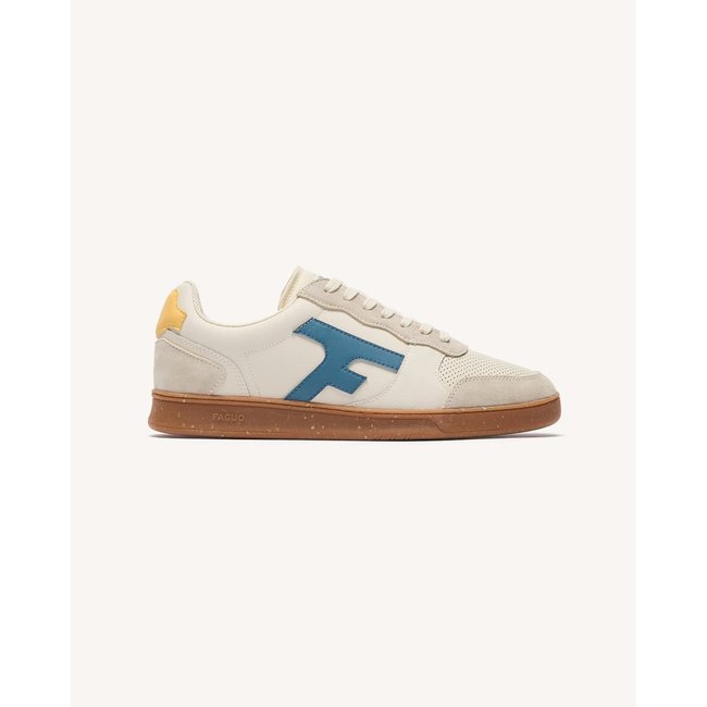 Baskets basses cuir suede HAZEL HAZEL crème et jaune <span itemprop=