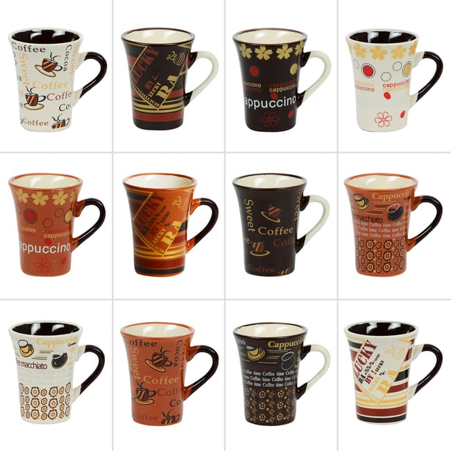 Tasse à café   8 cl décors assortis (lot de 6)-COLLECTOR Couleur multicolore <span itemprop=