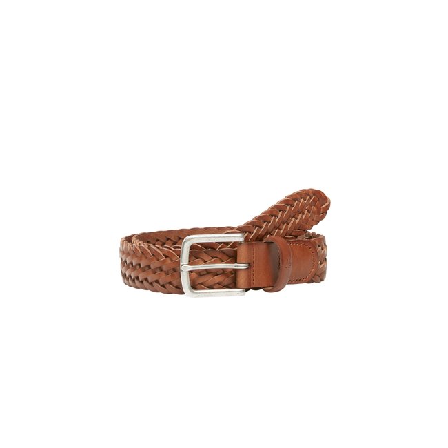 Ceinture tressée en cuir de vache noble marron foncé <span itemprop=