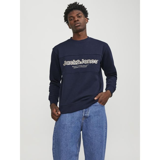 Sweat à Col Rond Jack & Jones - Mix Coton-Polyester - Confortable Et Décontracté